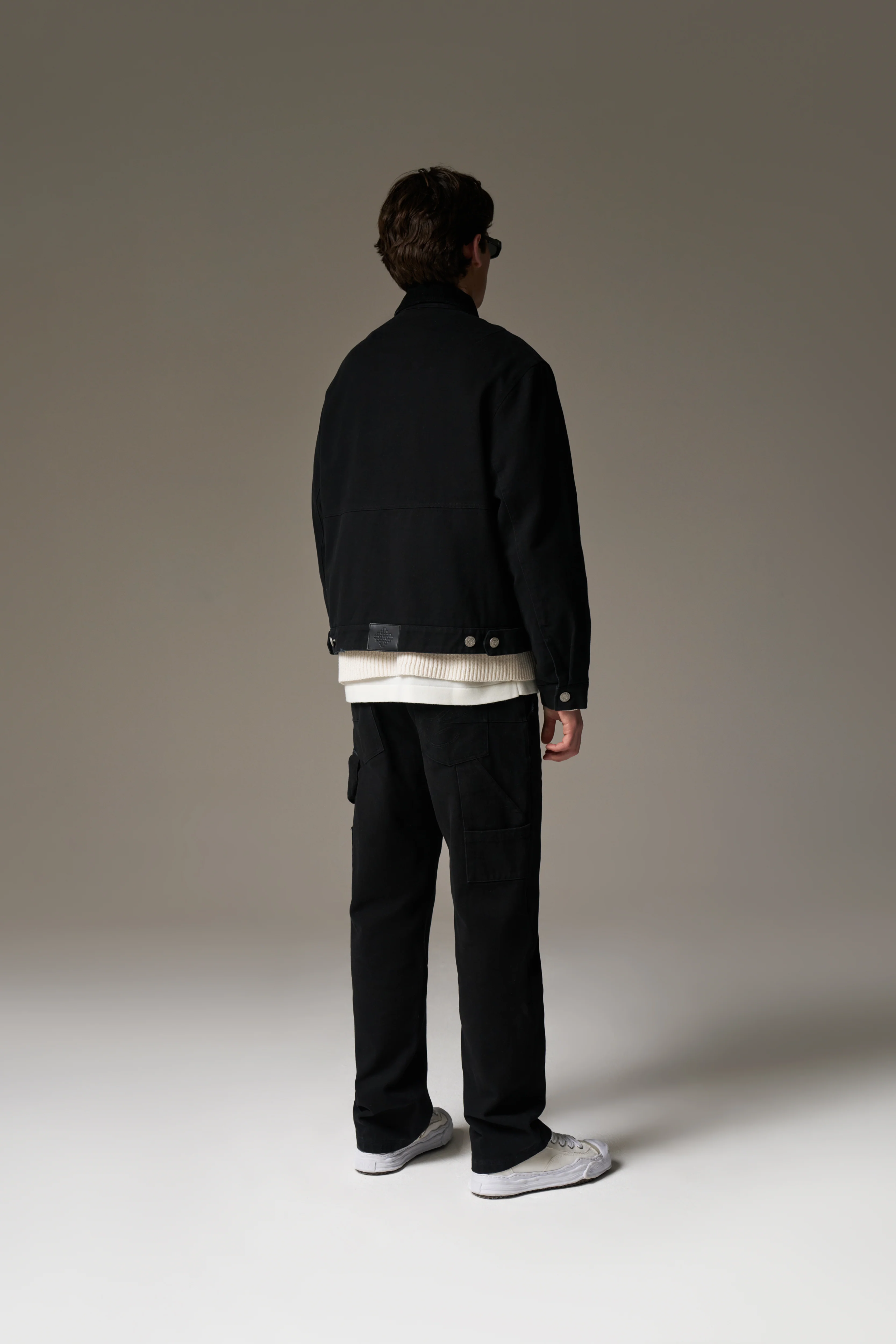 TWILL CONTRAST COLLAR JACKET - WASHED BLACK - Image 9