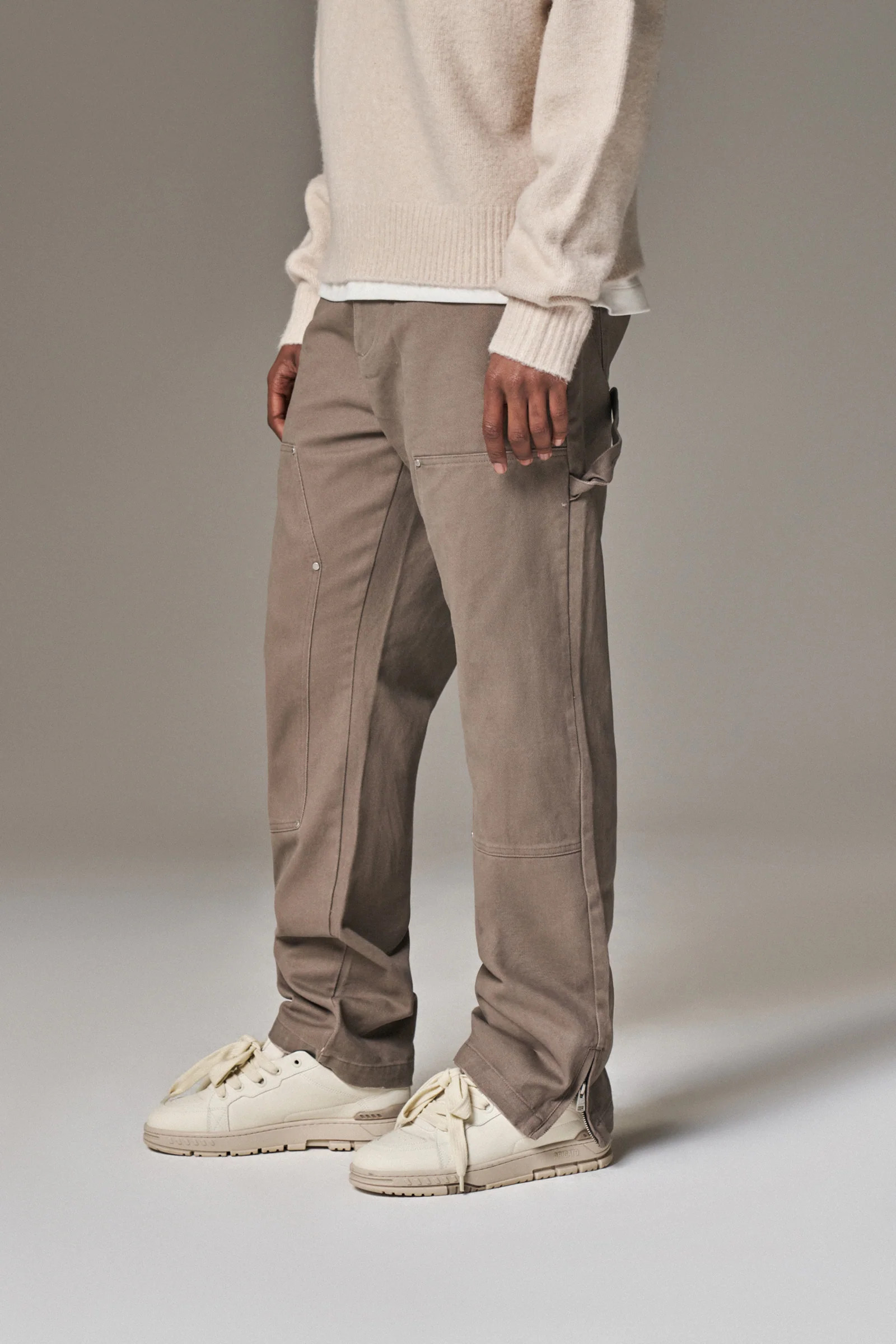 TWILL RIVET DETAIL CARPENTER PANT - BROWN - Image 2