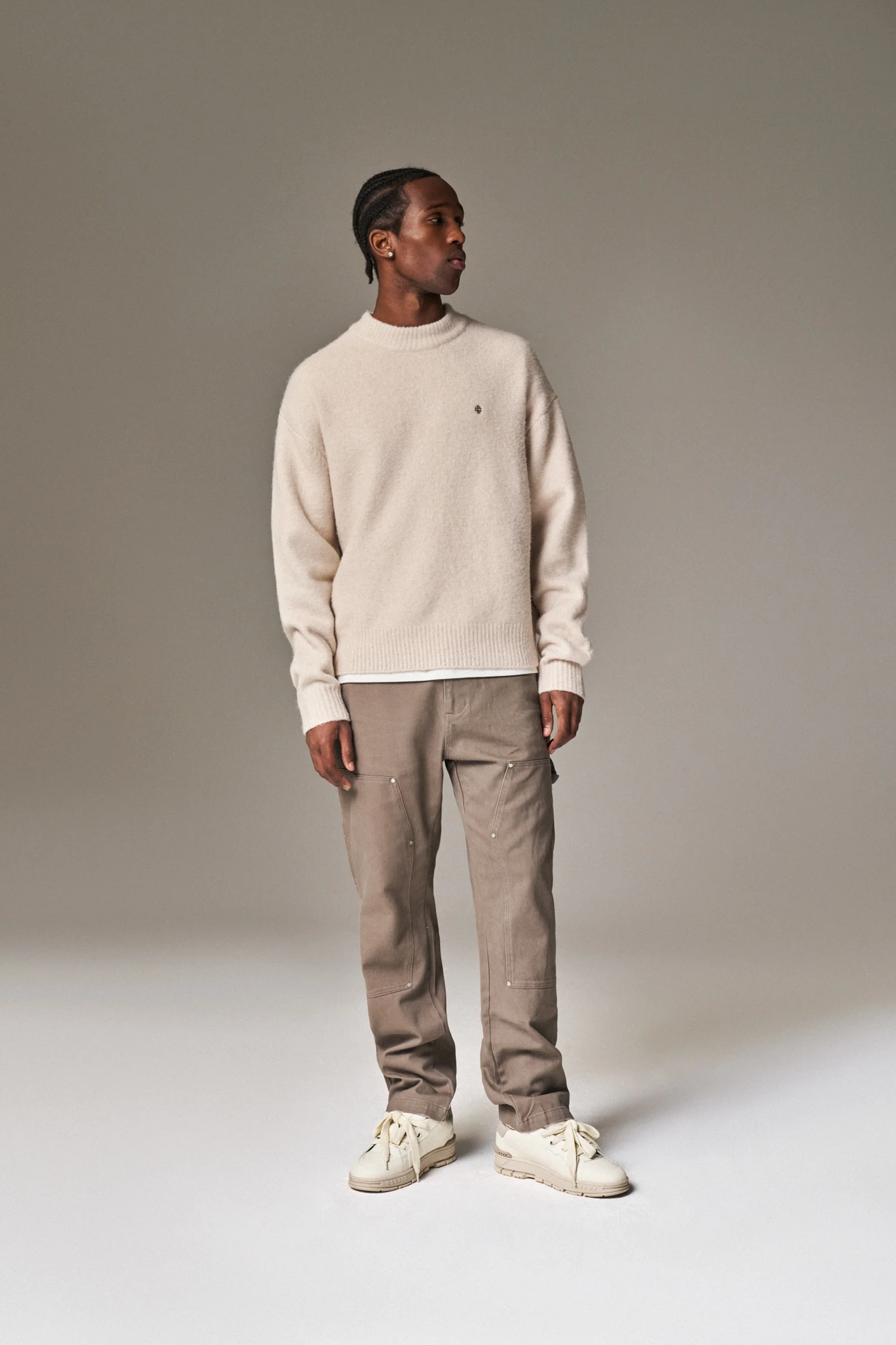TWILL RIVET DETAIL CARPENTER PANT - BROWN - Image 3