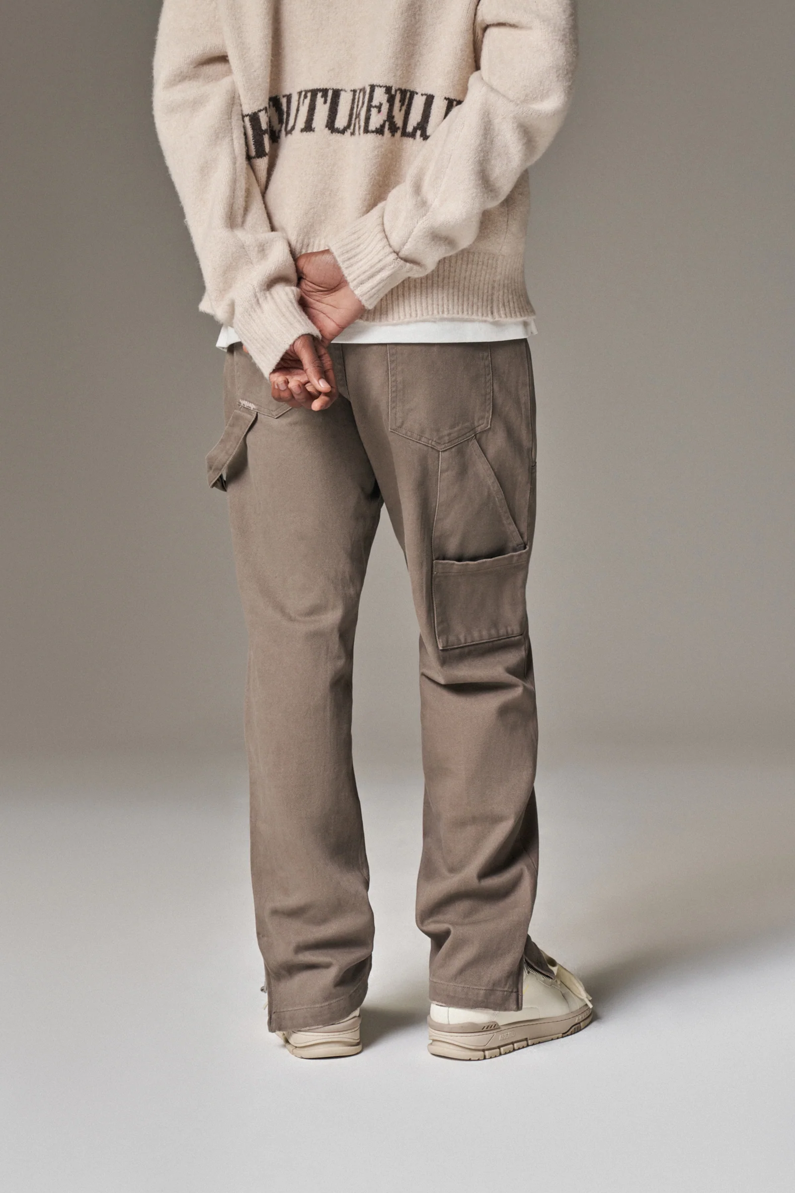 TWILL RIVET DETAIL CARPENTER PANT - BROWN - Image 6