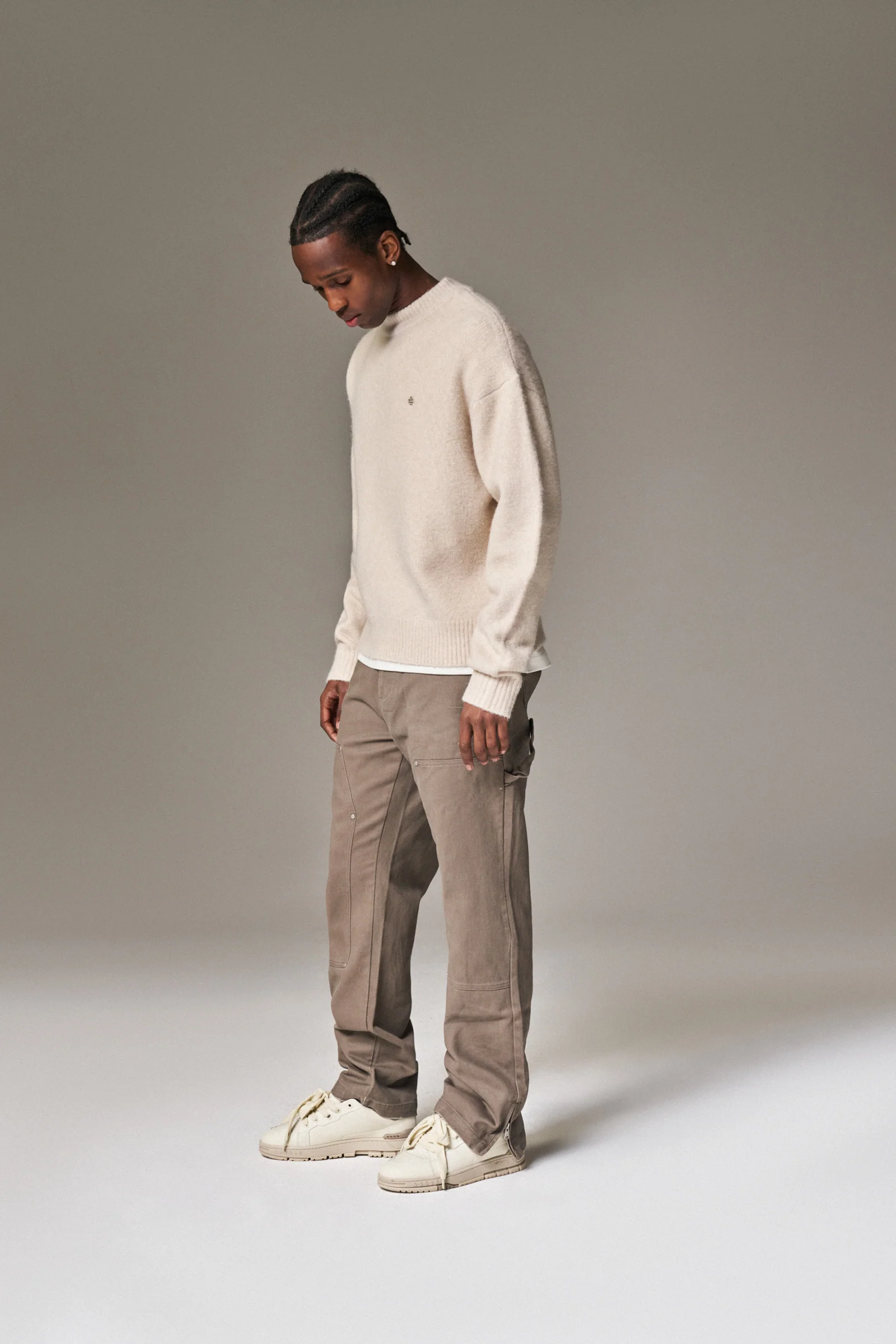 TWILL RIVET DETAIL CARPENTER PANT - BROWN - Image 9