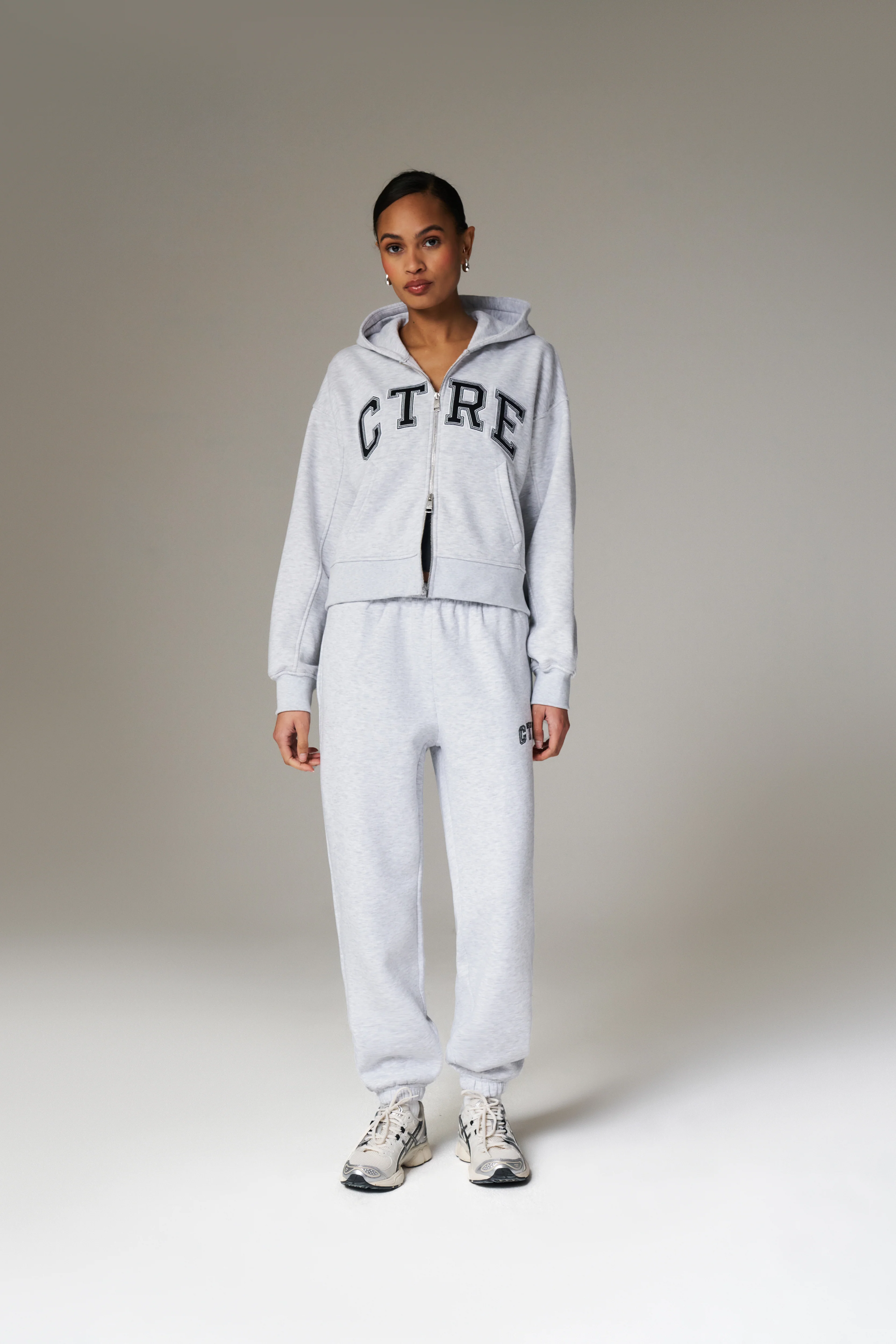 CTRE CROPPED ZIP THROUGH HOODIE - GREY MARL - Image 8