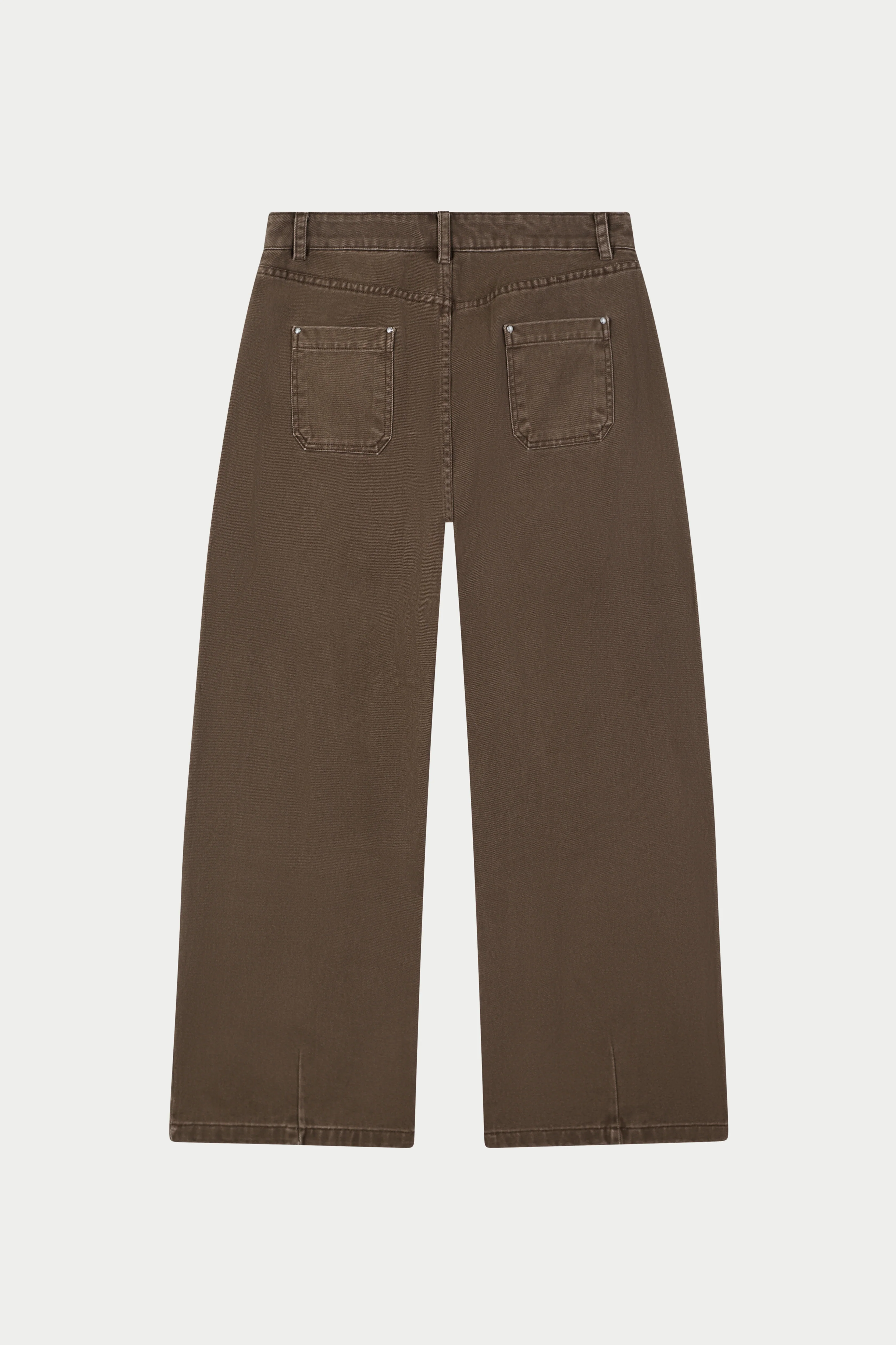 WASHED TWILL BARREL LEG PANTS - BROWN - Image 8