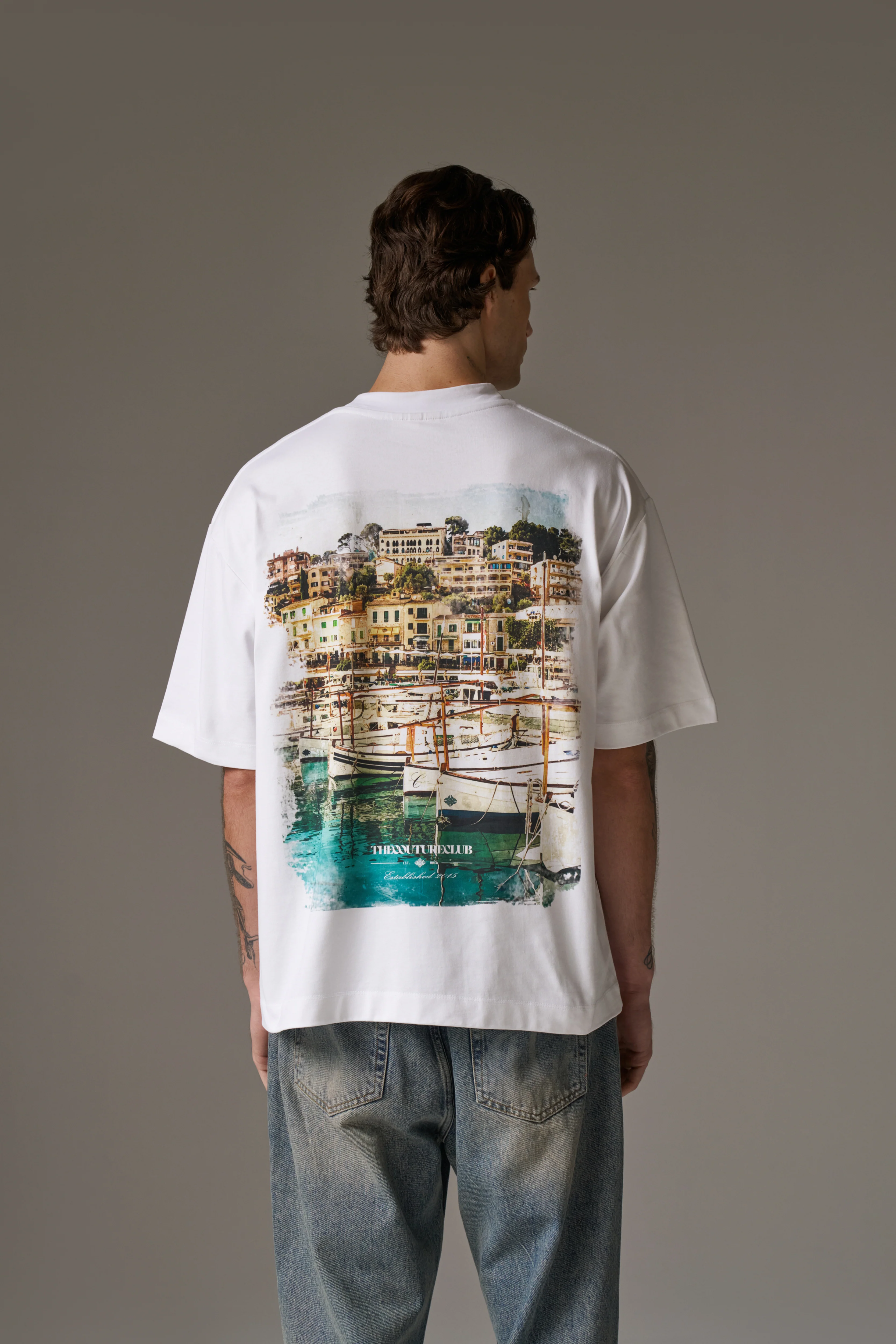 WATERCOLOUR YACHT CLUB PRINTED T-SHIRT - WHITE - Image 2