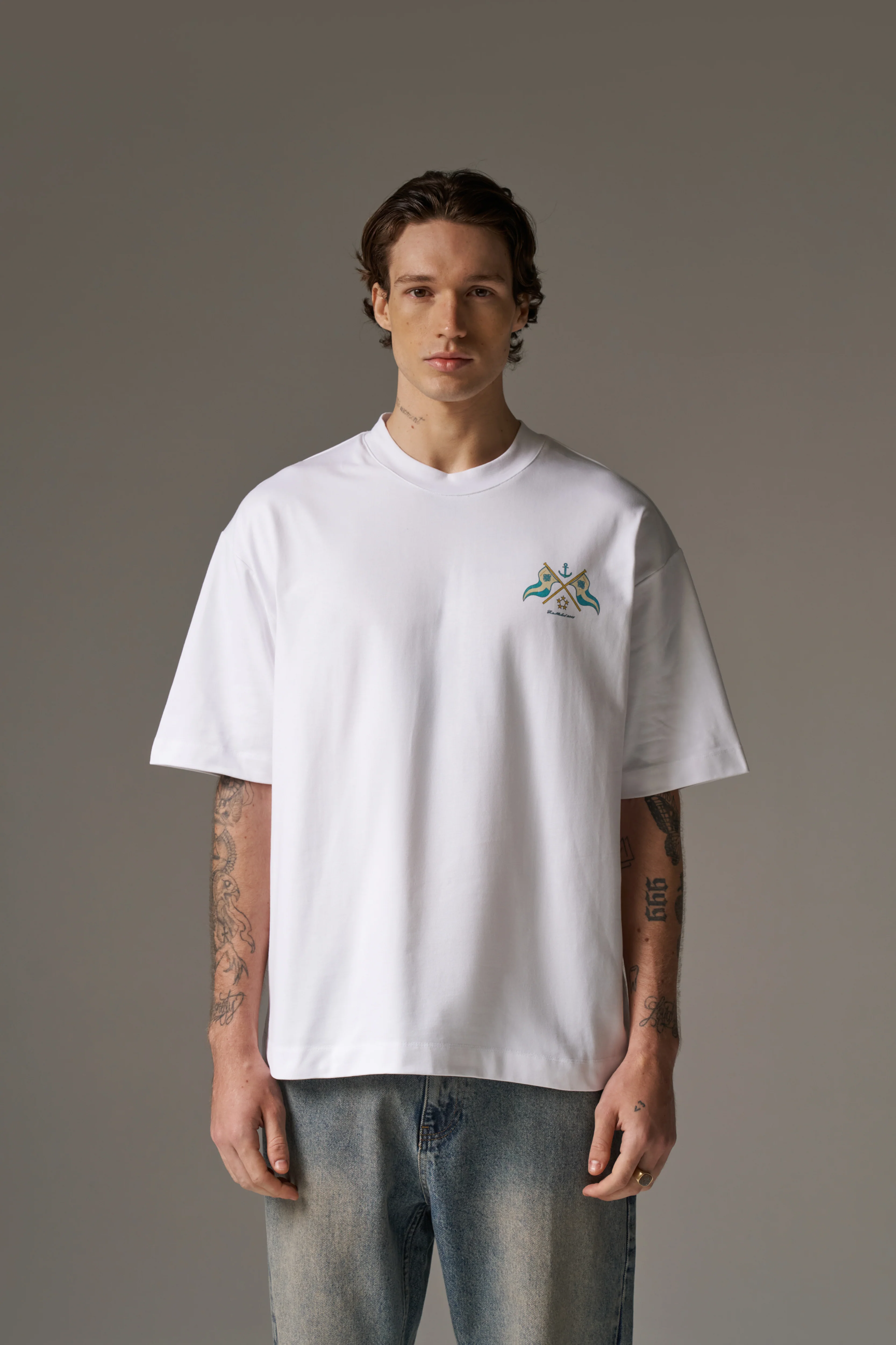 WATERCOLOUR YACHT CLUB PRINTED T-SHIRT - WHITE - Image 4