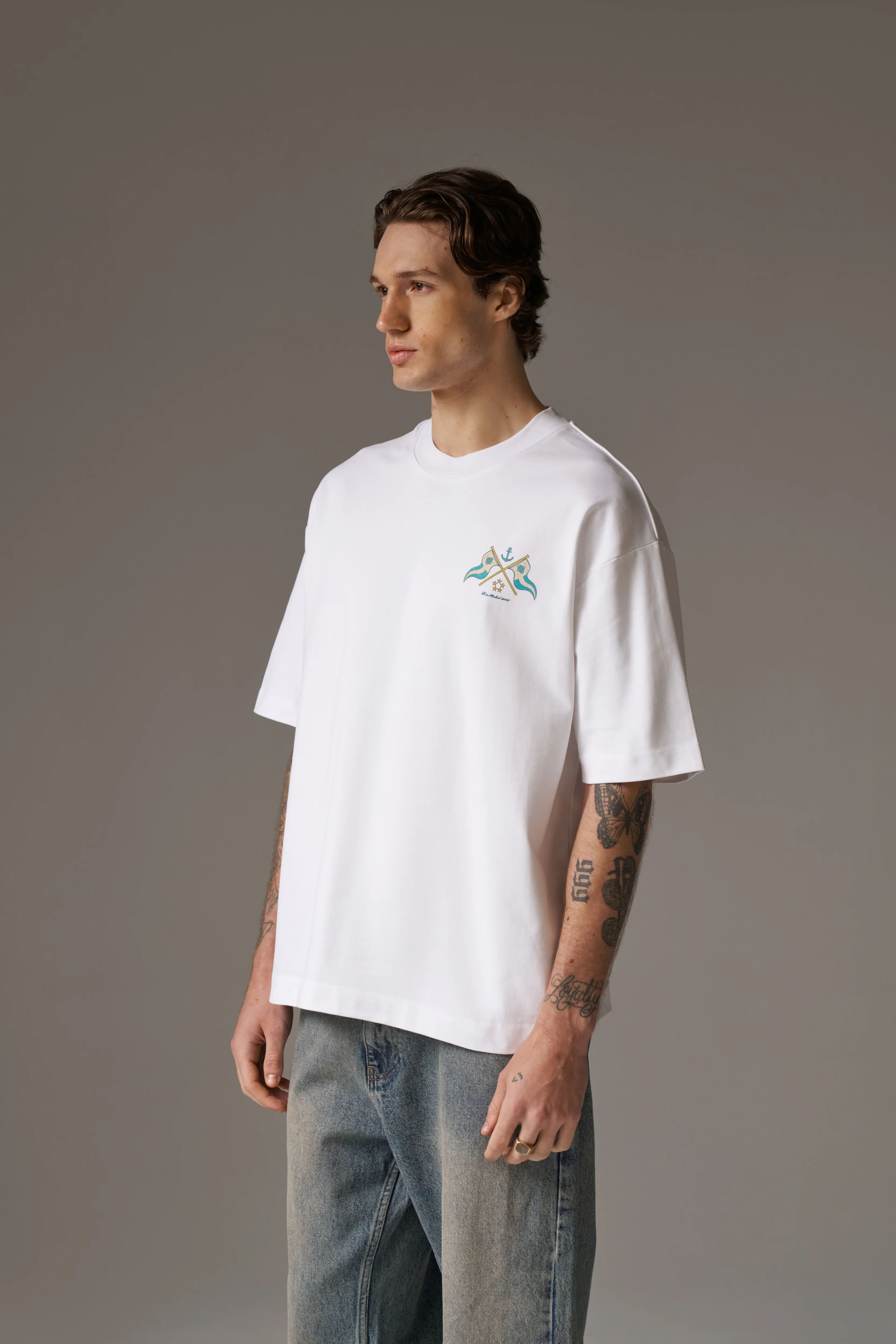 WATERCOLOUR YACHT CLUB PRINTED T-SHIRT - WHITE - Image 6