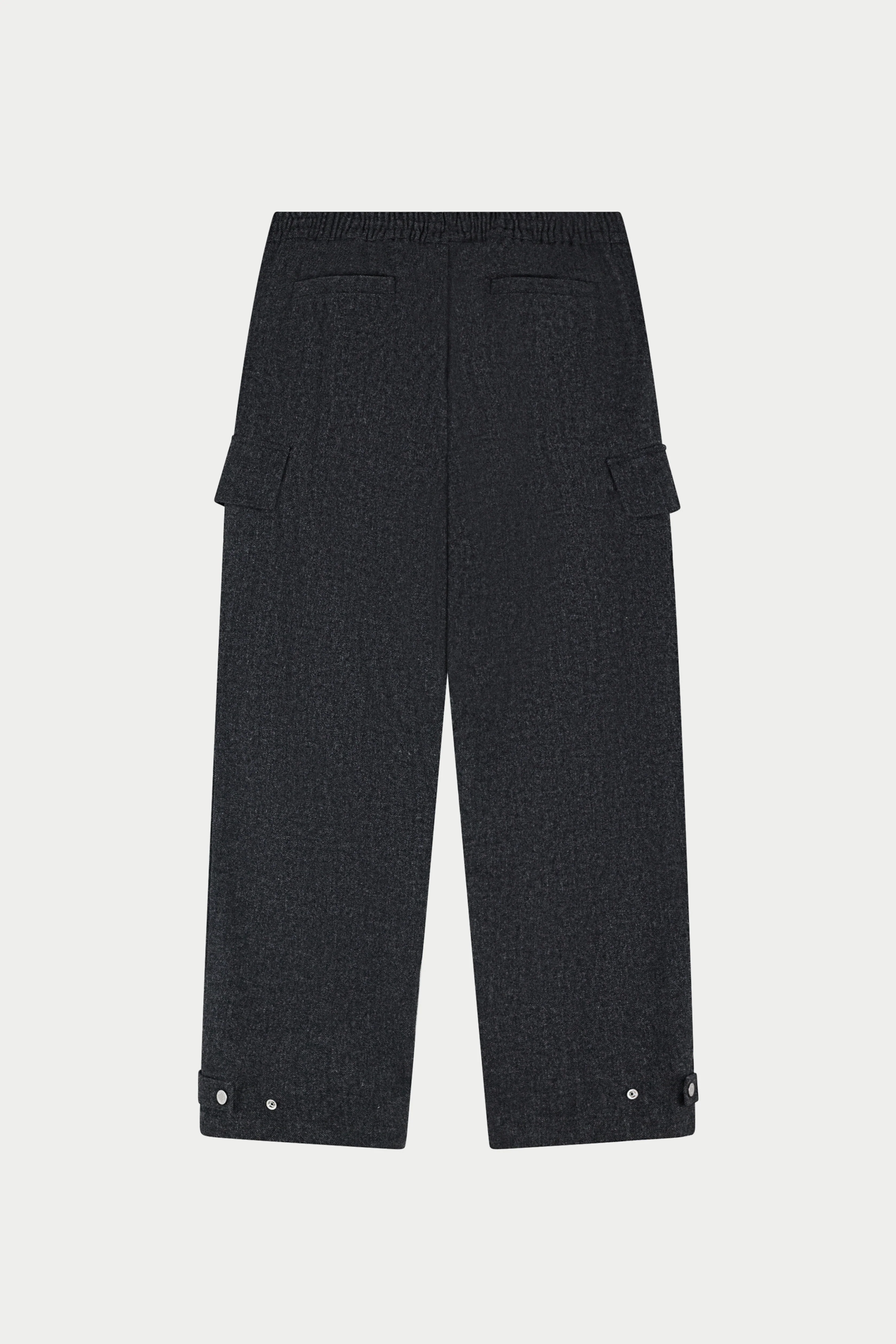 WIDE LEG HERRINGBONE TROUSERS - CHARCOAL - Image 8