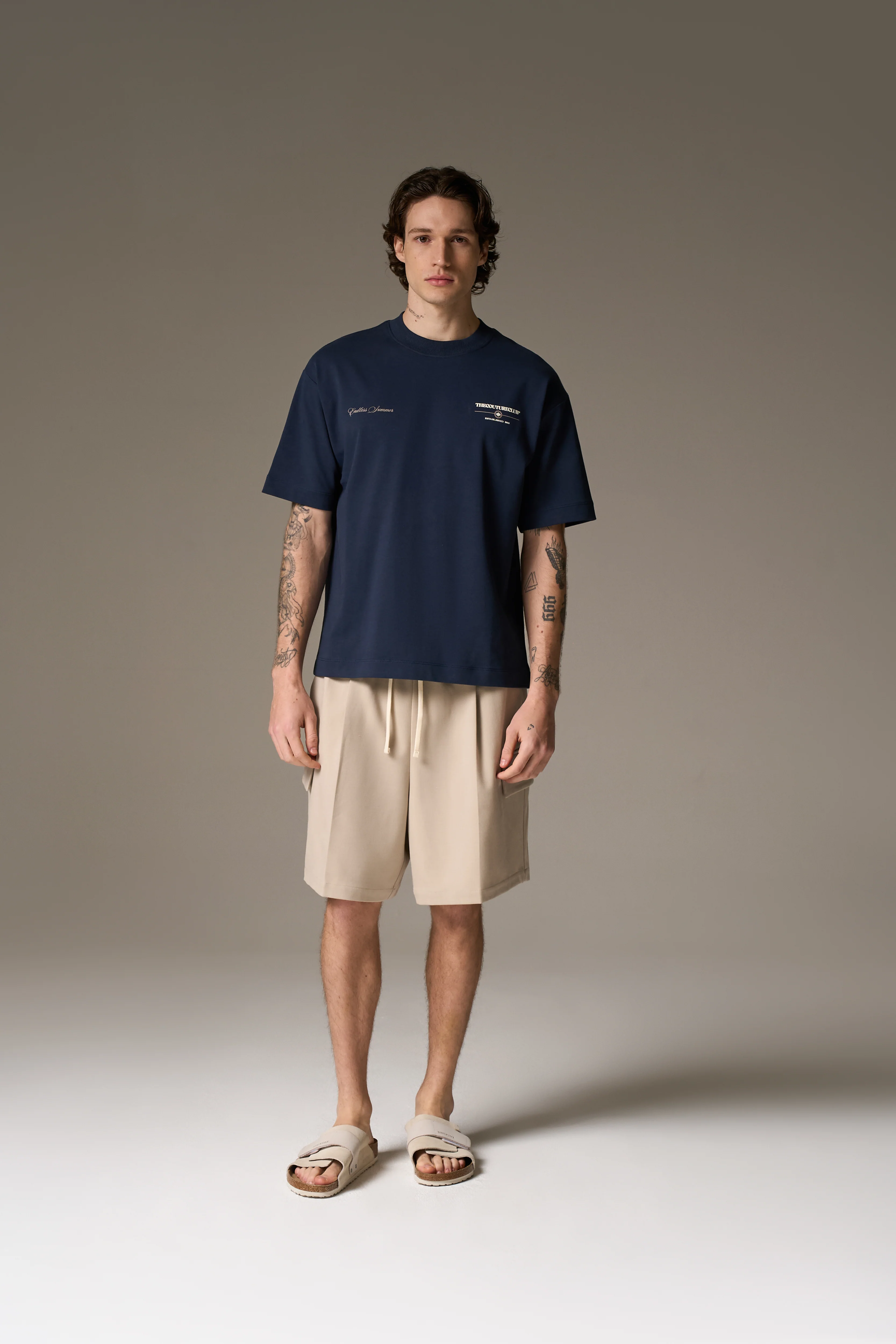 WIDE LEG SIDE POCKET SHORTS - BEIGE - Image 4