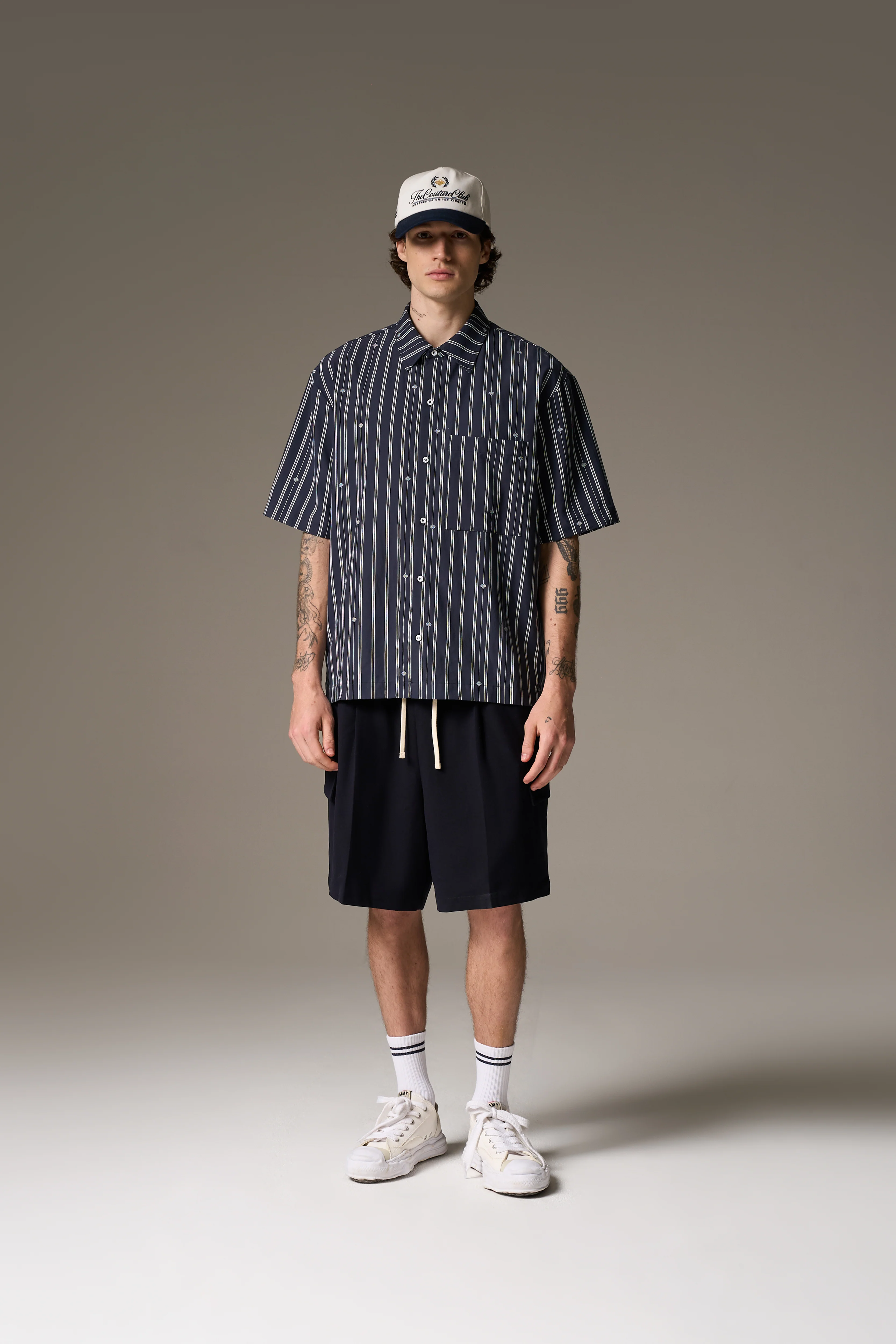 WIDE LEG SIDE POCKET SHORTS - NAVY - Image 3
