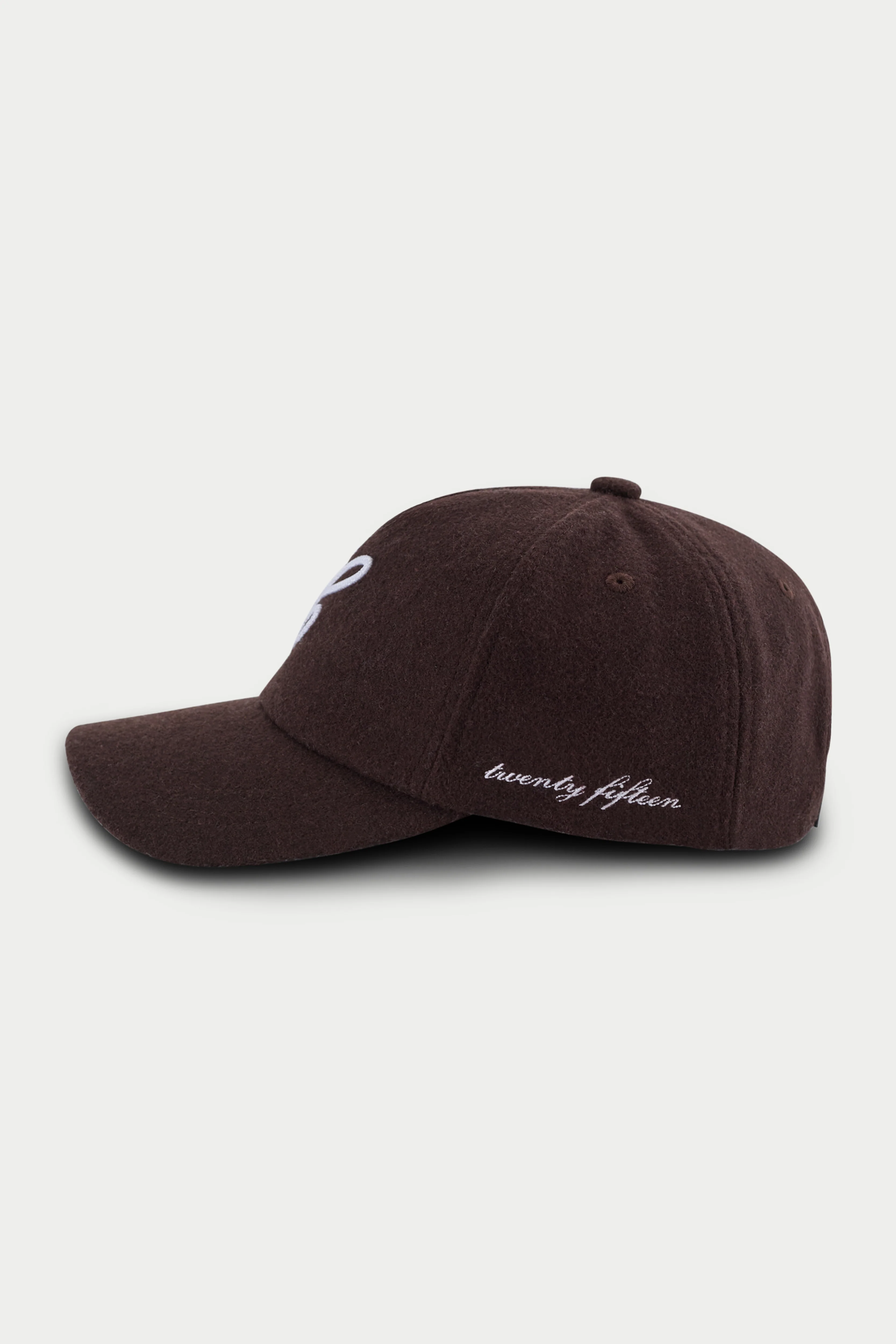 WOOL SCRIPT EMBROIDERED CAP - BROWN - Image 3